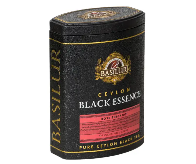BASILUR Black Essence Rose Bergamot plech 100g