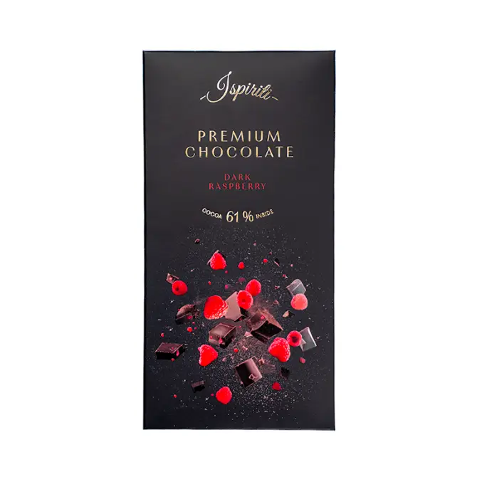 ISPIRITI Hořká čokoláda 61% s kousky malin 80g
